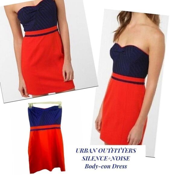 Silence+Noise UO red blue Bodycon Nautical Dress - Picture 1 of 8